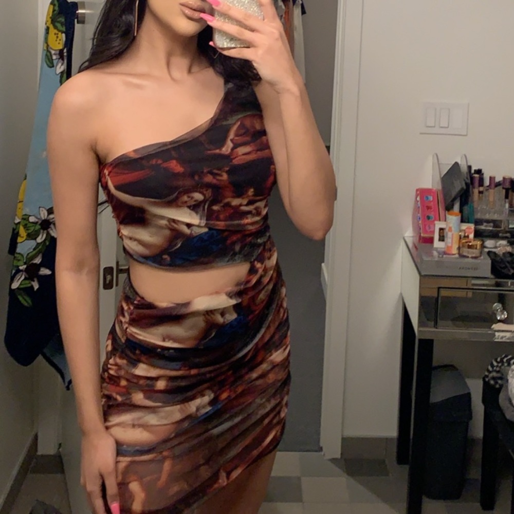Pretty Little Thing one shoulder cut out dress
